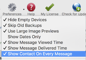 Display contact on every single iPhone text messages and iMessage print out