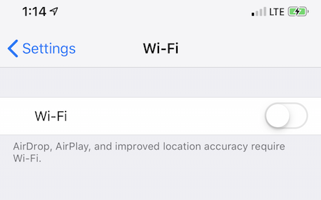 But on iPhone where wifi switch won't turn on, or turns on and turns off after a few seconds.